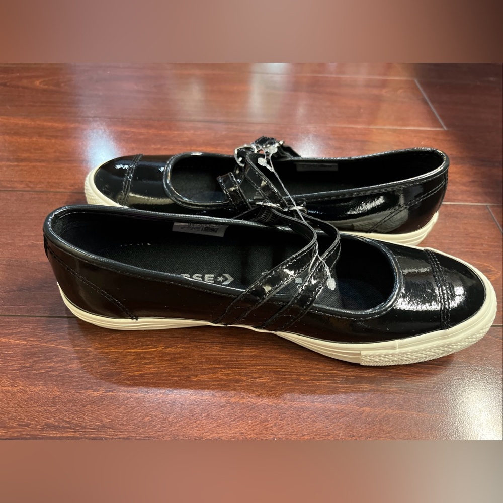 Womens 8.5 Converse Dainty Mary Jane Slip Black Patent Leather Valentines Day #1 - Picture 7 of 16